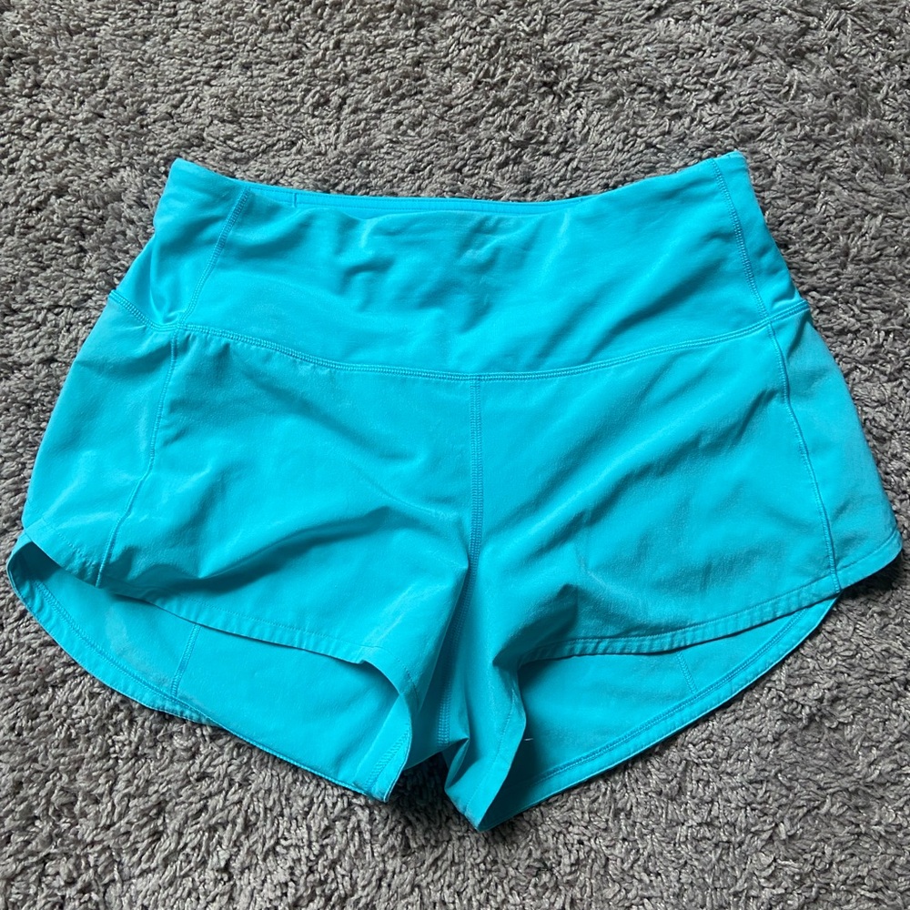 teal high waisted lulu speed up shorts 2.5 size 6